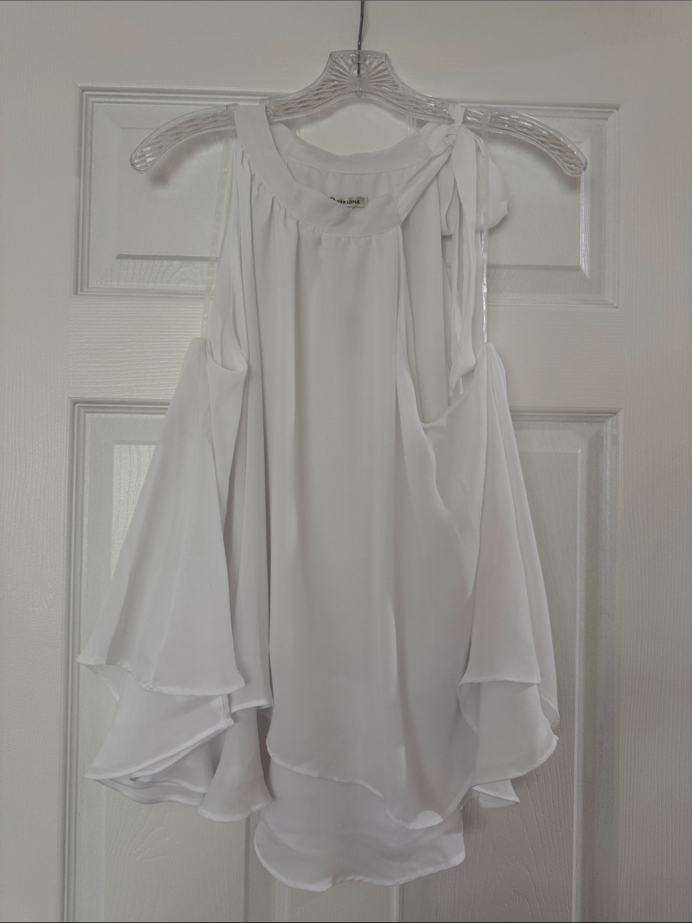Versona Women’s White Sleeveless Ruffle Layered Top Size XXL